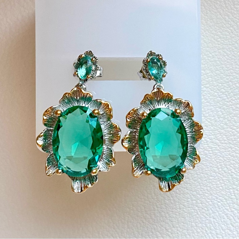 Emerald Green Crystal Drop Earrings